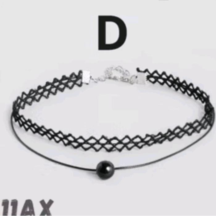 Kalung Coker / Choker / Gothic / Gotik / Vintage / Hitam wanita - A