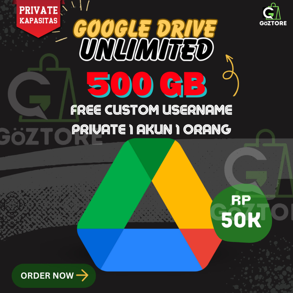 Google Drive Gdrive Unlimited Max 500 GB Private Storage Lifetime Bergaransi Resmi Gdrive