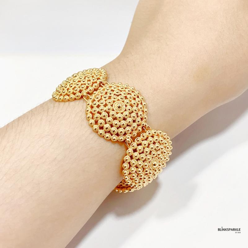 Gelang Rantai Model Bunga Besar Lapis Emas Warna Emas 22 - Perhiasan Wanita Kualitas Premium - Awet 