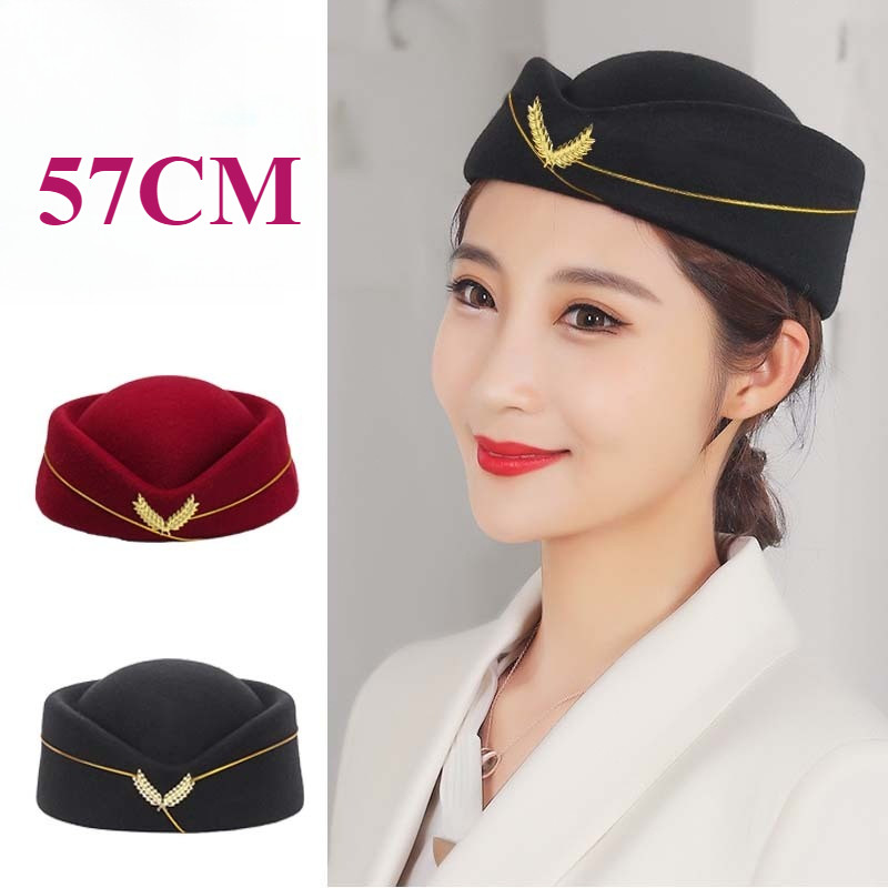 Topi Pramugari Wanita Topi Lolita Vintage Topi Seragam Biru/Merah Topi Pesta Topi Kerajaan Inggris