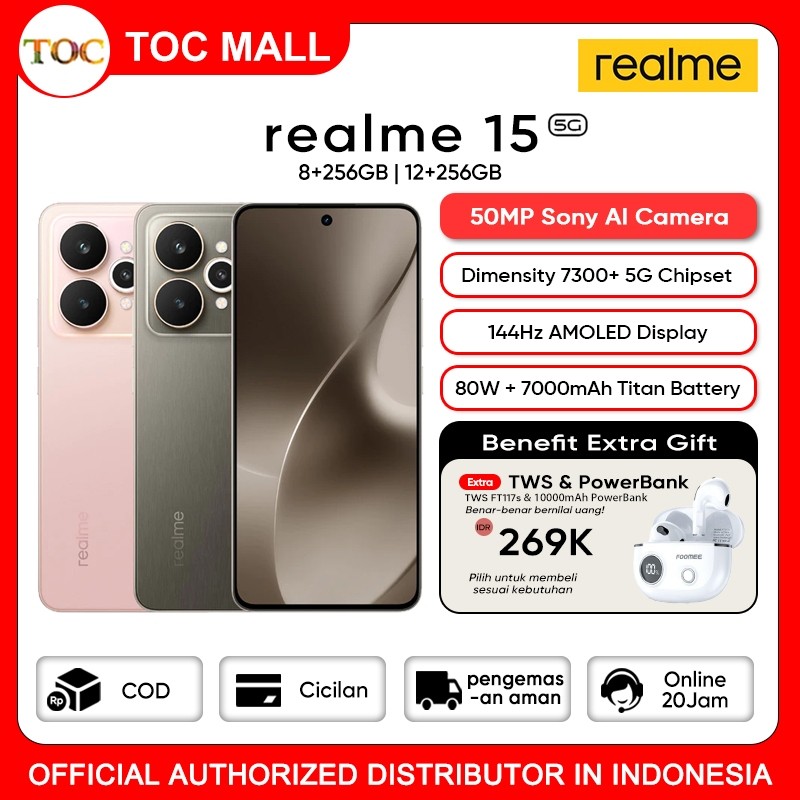 POCO F7 realme 15 5G 8/256GB 12/256GB - Garansi Resmi, realme Terbaru 2025, HP Murah Original Asli 1
