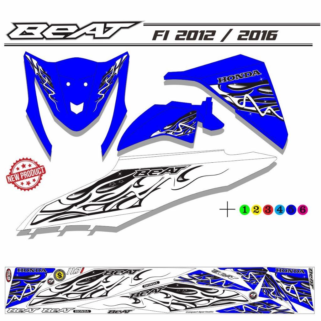 VARIASI STIKER MOTOR STIKER BEAT FI / STRIPING POLET MOTOR BEAT FI 2012 2016