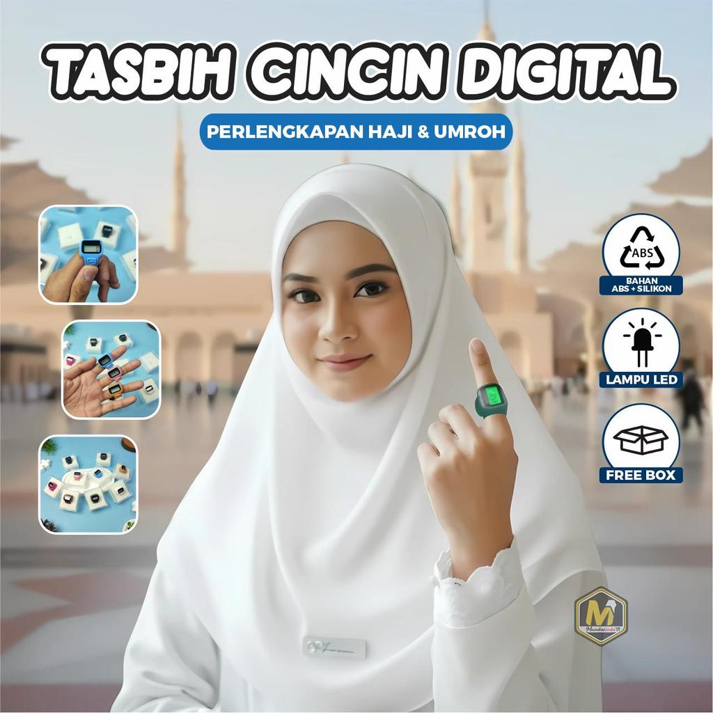 MUMTAZINDO - Tasbih Cincin Digital / Cincin Tasbih Digital Dzikir Jari Perlengkapan Haji dan Umroh /