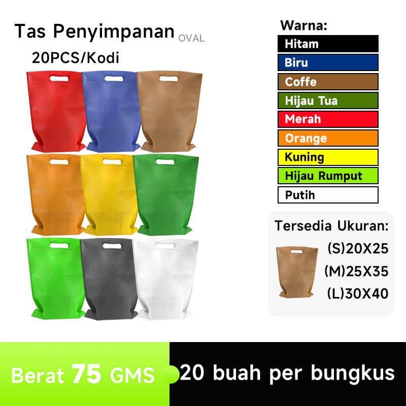 Tas Spunbond Goodie Bag Oval isi 20Pcs Tebal /Goodie Bag PLONG /Tas Kain /Tas Hajatan