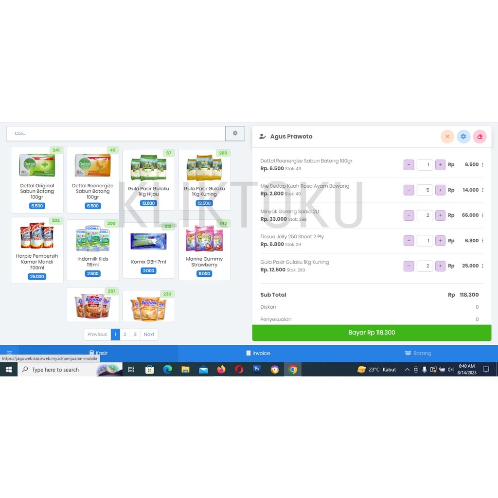 Aplikasi Kasir Online Basic Web/Toko Klontong/Toko Baju/ATK Fotocopy/Toko Aksesoris/dll