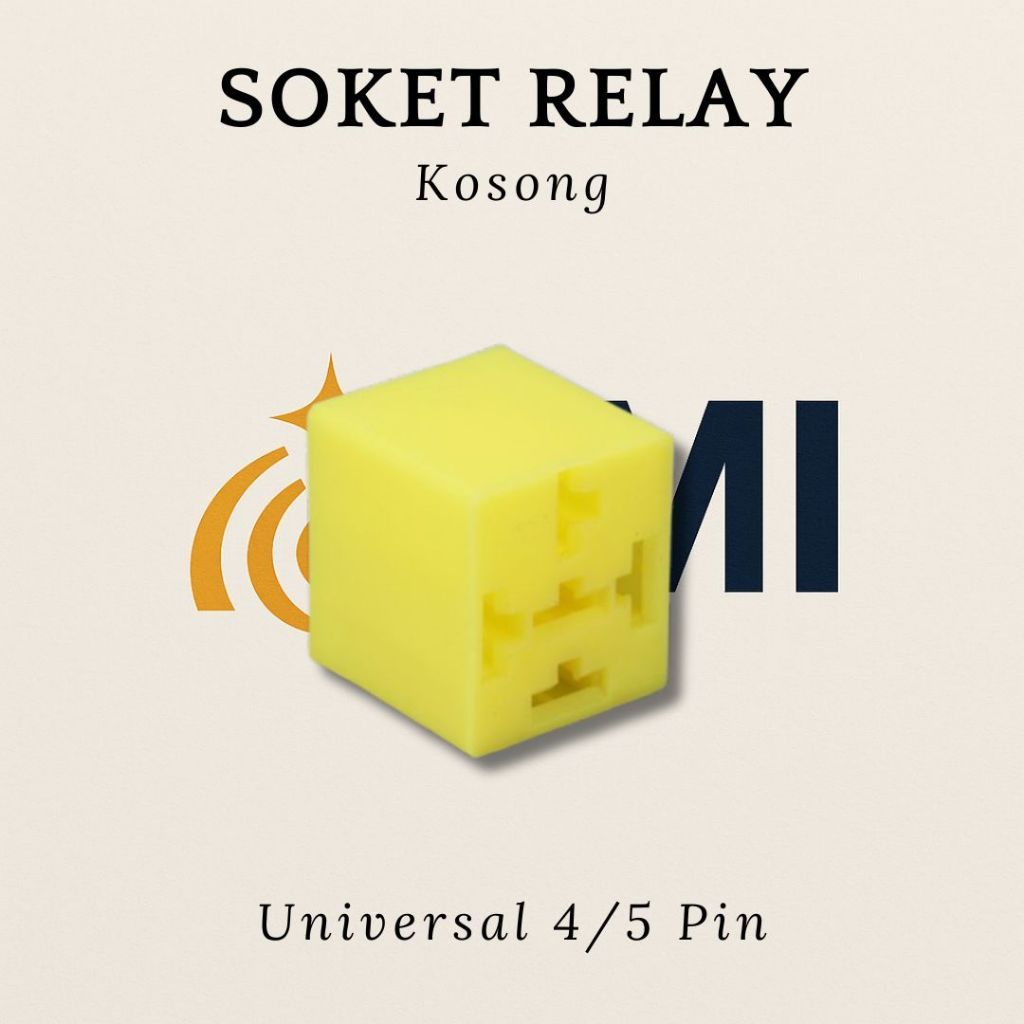 Soket Relay Kosong Kuning Universal 4/5 Pin – Bahan Tahan Panas untuk Mobil & Motor Tanpa Skun