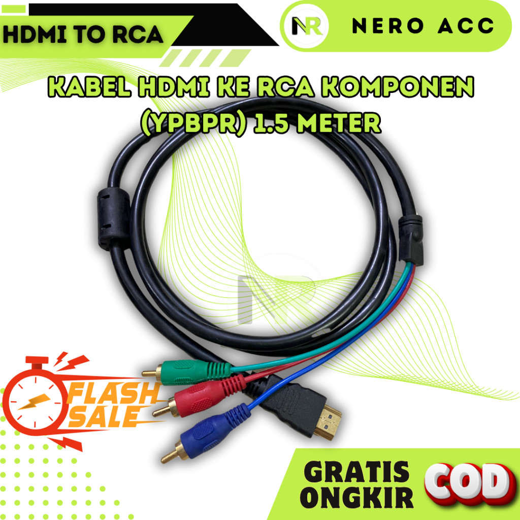 Kabel HDMI ke RCA Komponen (YPbPr) 1.5 Meter - HDMI to RCA - Garansi 1 Bulan