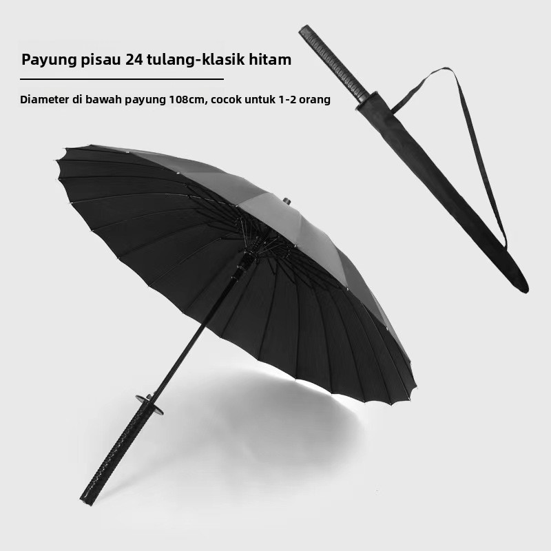 Payung Lurus Otomatis 24 Tusuk, Payung Pedang Samurai Kreatif Dengan Gaya Unik, Payung Besar Untuk H