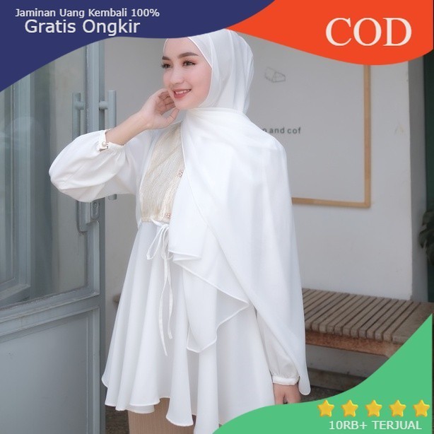 [KALEIDO] Pashmina Ceruty Babydoll - Putih Tulang