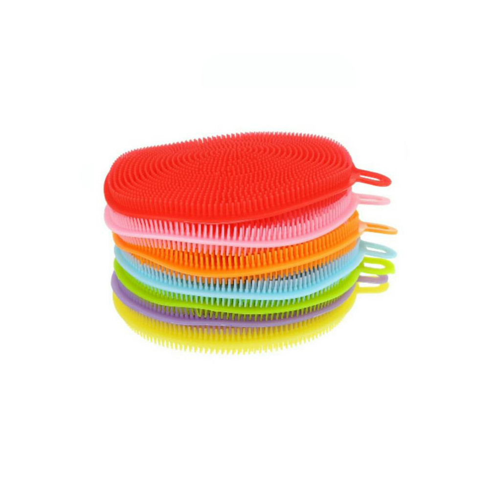 Multicolor Spon Cuci Piring Silikon Anti Lecet / Spons Gerigi