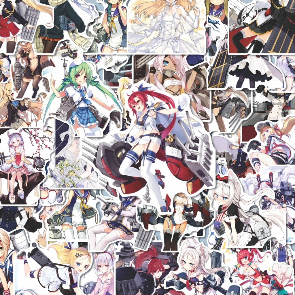 100PCS Lucu Stiker AZUR LANE CHARACTER MIX Stiker Aesthetic Stiker Anti Air Stikers Berperekat Water