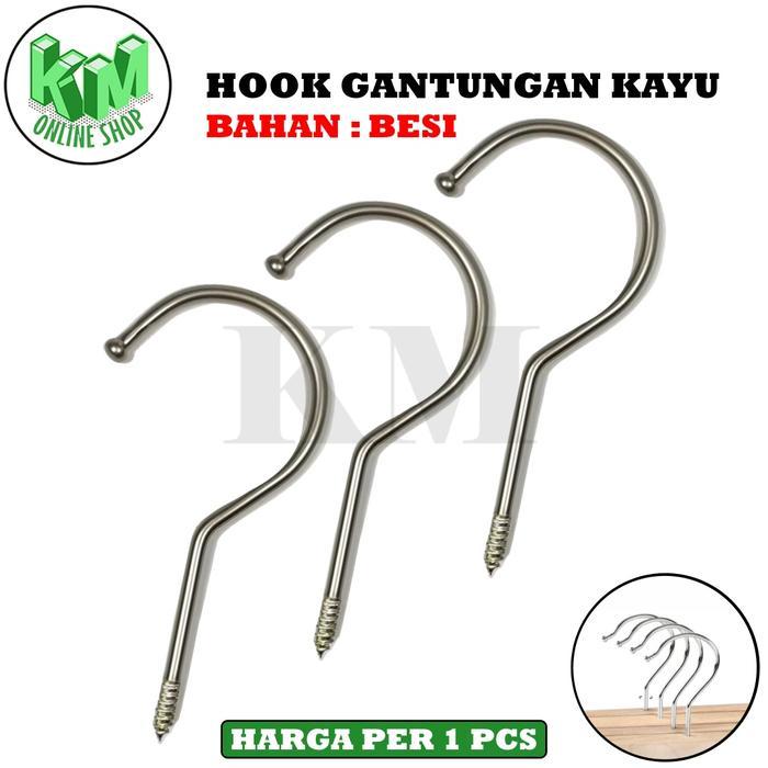 Hook Hanger Kayu Besi Huk Hanger Kayu Silver Kait Hanger Kayu Cantolan Hanger Kayu Hook Kawat