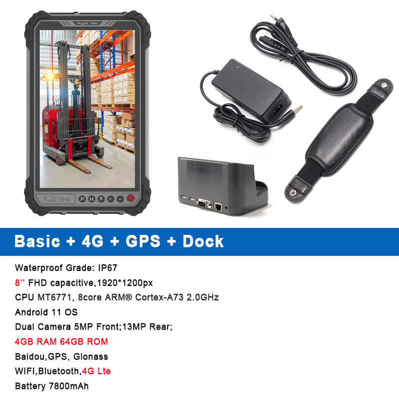 SSN 8-Inch Rugged Tablet PC Android 11 OS 6G RAM 128G ROM Barcode Scanner GPS 4G Lte Wifi NFC IP67 W