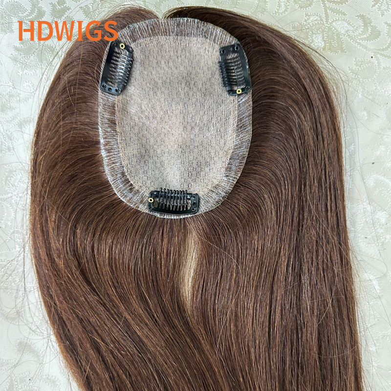 Silk Base Women Toupee Human Hair Wigs Straight Remy Human Hair Topper Women Natural Human Hair Clip