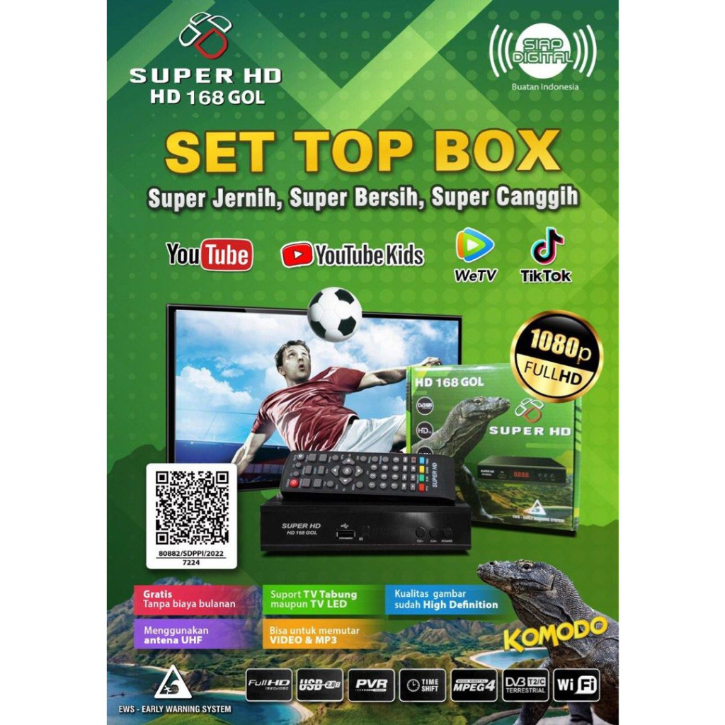 STB SET TOP BOX DVBT2 OPTUS SUPER HD TV DIGITAL 168 KOMODO