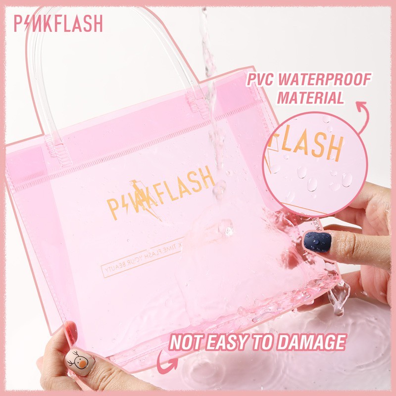 PINKFLASH PVC PINK Handbag Bag Waterproof PVC Travel Pouch Cosmetic pouch Makeup Beauty Bag