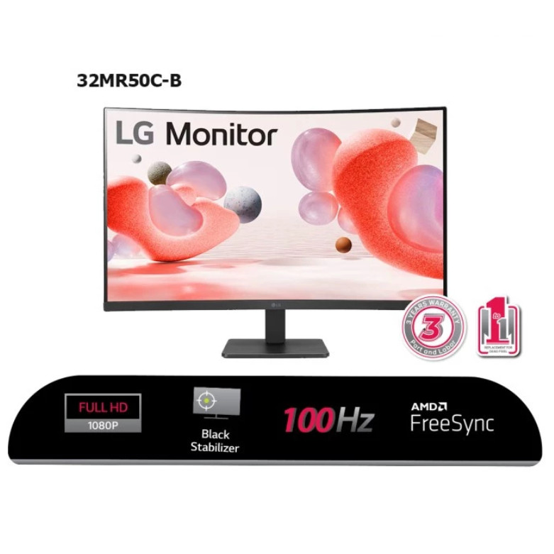 LG Monitor 32MR50C-B 32 Inch Curve Monitor FHD with AMD FreeSync 100HZ