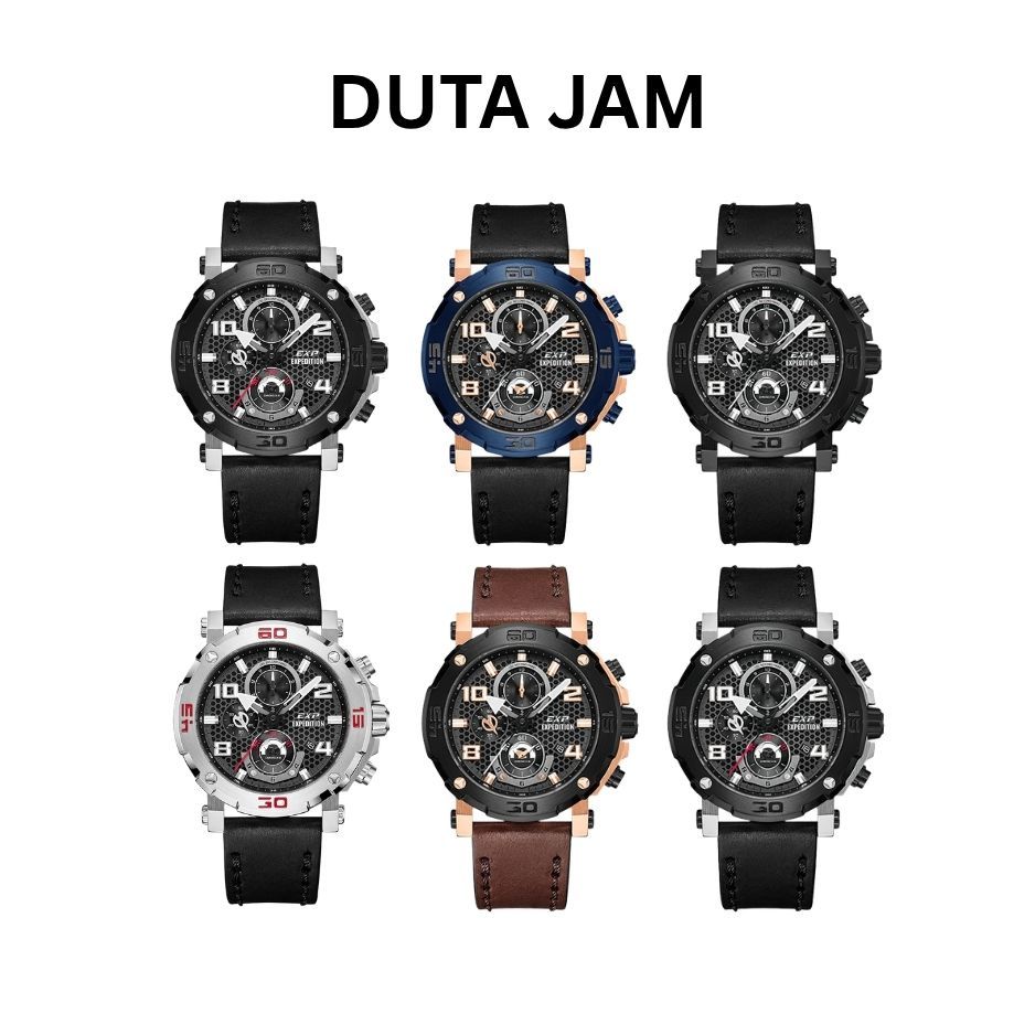 JAM TANGAN PRIA EXPEDITION E6769 E 6769 GCL ANALOG LEATHER STRAP
