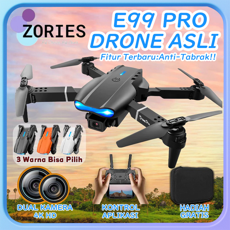 (ZORIES) Upgrade Drone E99 Pro Anti tabrak Kamera Jarak Jauh Dengan Dual Kamera HD Drone WiFi FPV Ka