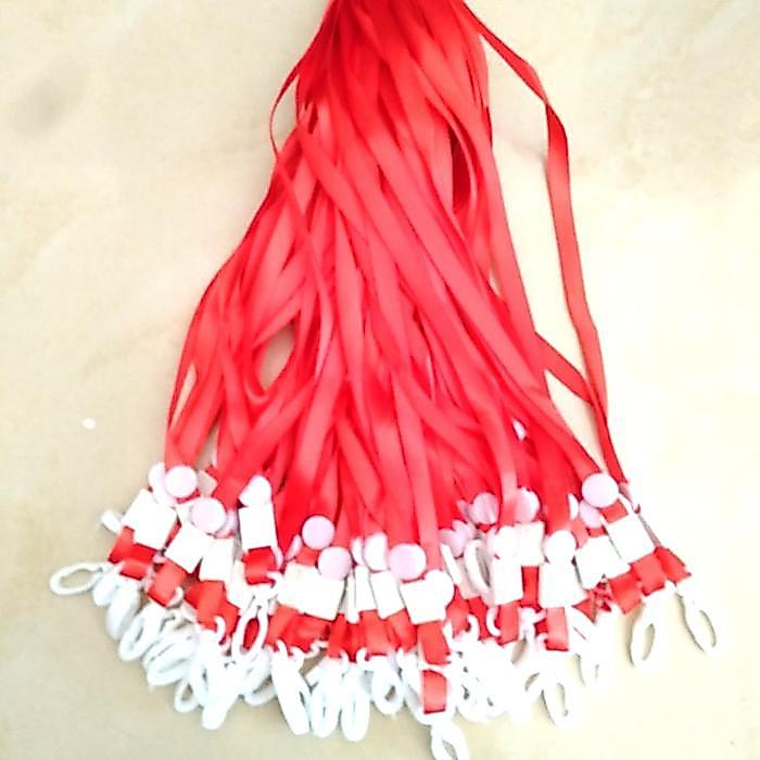 Tali Id Card /Lanyard 1Cm Jepitan Plastik - Merah
