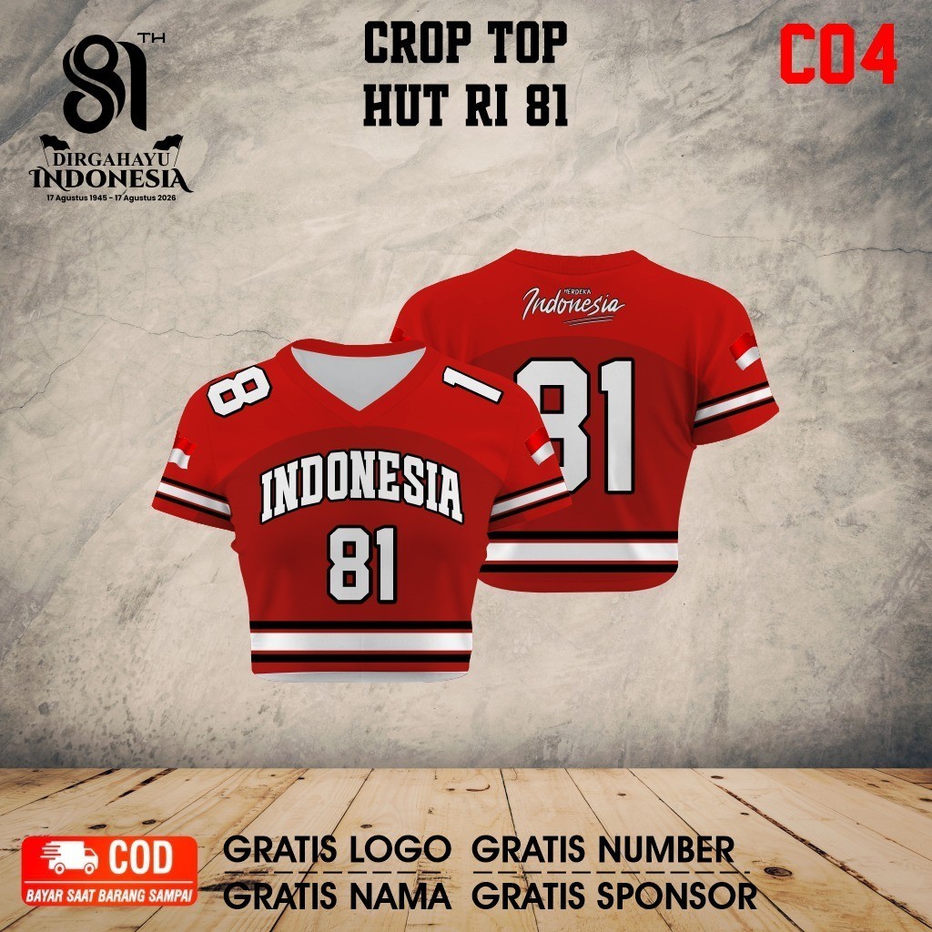 Arena Jersey - Baju agustusan wanita crop top