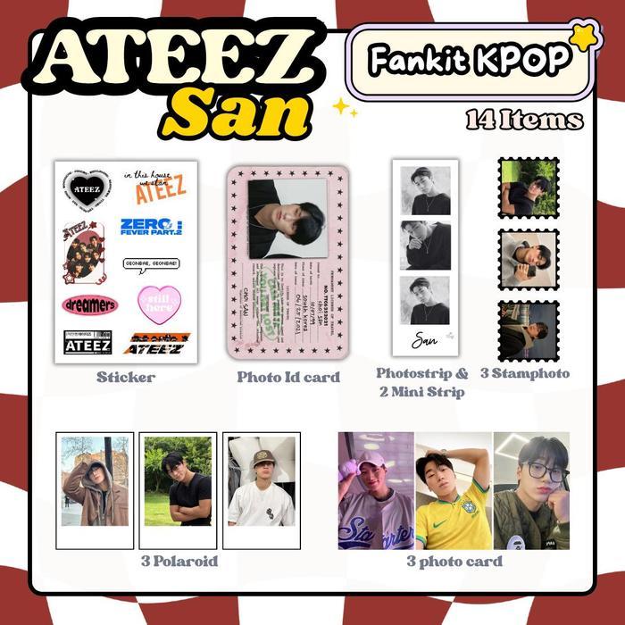 FANKIT KPOP ATEEZ 14 Item | GIFT Box Kpop | Hampers ATEEZ Kpop | FANKIT ATEEZ San Wooyoung Yunho - S