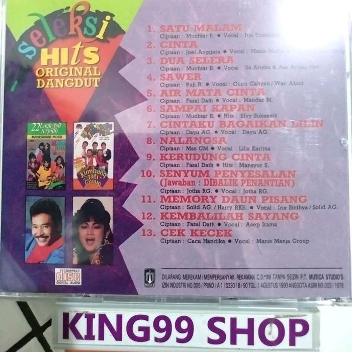 CD SELEKSI HITS DANGDUT ORIGINAL. itje trisnawati manis manja merry andani cucu cahyati doel sumbang