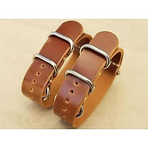 Shell Cordovan Leather : Handmade Nato Zulu Leather Strap Brown