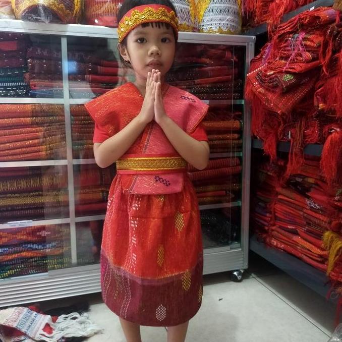 paket hemat rok ulos - ikat kepala - sortali pinggang - selendang anak - ulos sadum - adat batak Dis