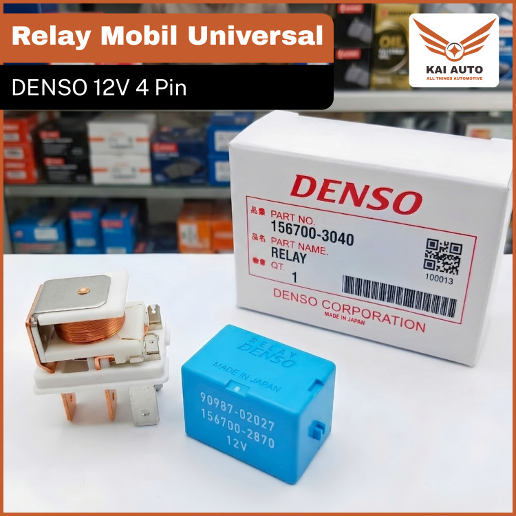 Relay 4 Kaki Denso Biru 12V Universal 4 Pin Relay 12 Volt untuk AC Mobil Avanza Xenia Jazz