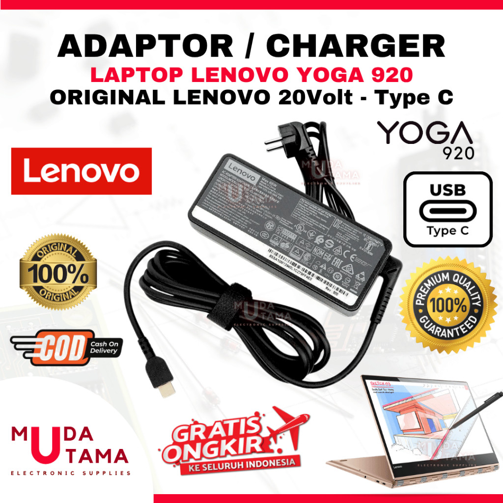 Adaptor Charger Laptop LENOVO Yoga 920 Type C Original - Adaptor Laptop LENOVO Yoga 920 - Adaptor La