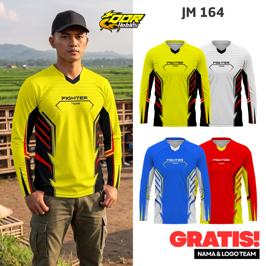 Jersey Custom Merpati QDR HOBIES Motif JM164 Tangan Panjang Full Printing Gratis Nama dan Logo Tim