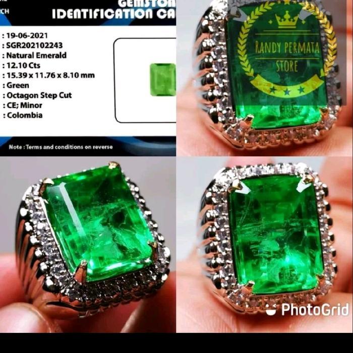 Batu Permata Zamrud Emerald Colombia Beryl + Serti / memo SGR - Ring 6