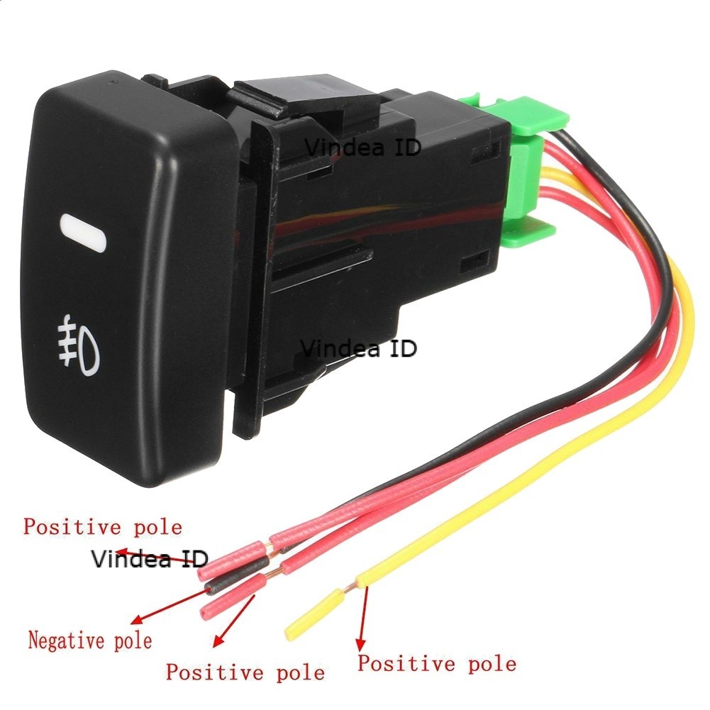 Saklar Switch Foglamp Mobil Tombol Lampu Kabut Kendaraan Universal Saklar Lampu Mobil 5 Pin Lampu Hi