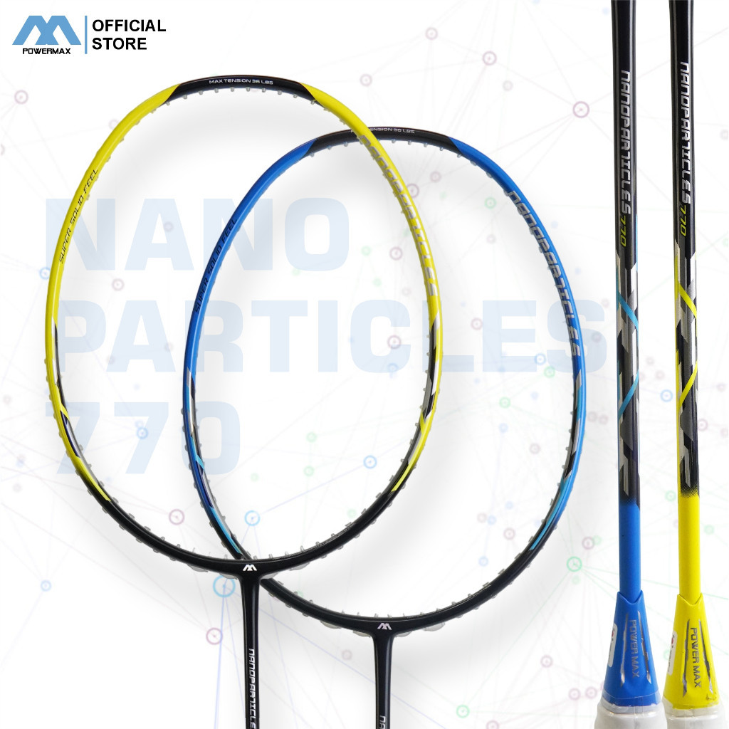 POWERMAX Raket Badminton Nanoparticles 770 Super Slim Shaft 4U 36 Lbs Solid Feel Frame Bulutangkis |