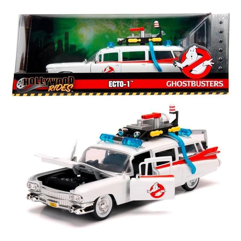 Jada 1:24 Ghostbusters Cadillac Ecto-1 Diecast Car Model-Opening Doors,Hood & Hinged Trunk,Hollywood