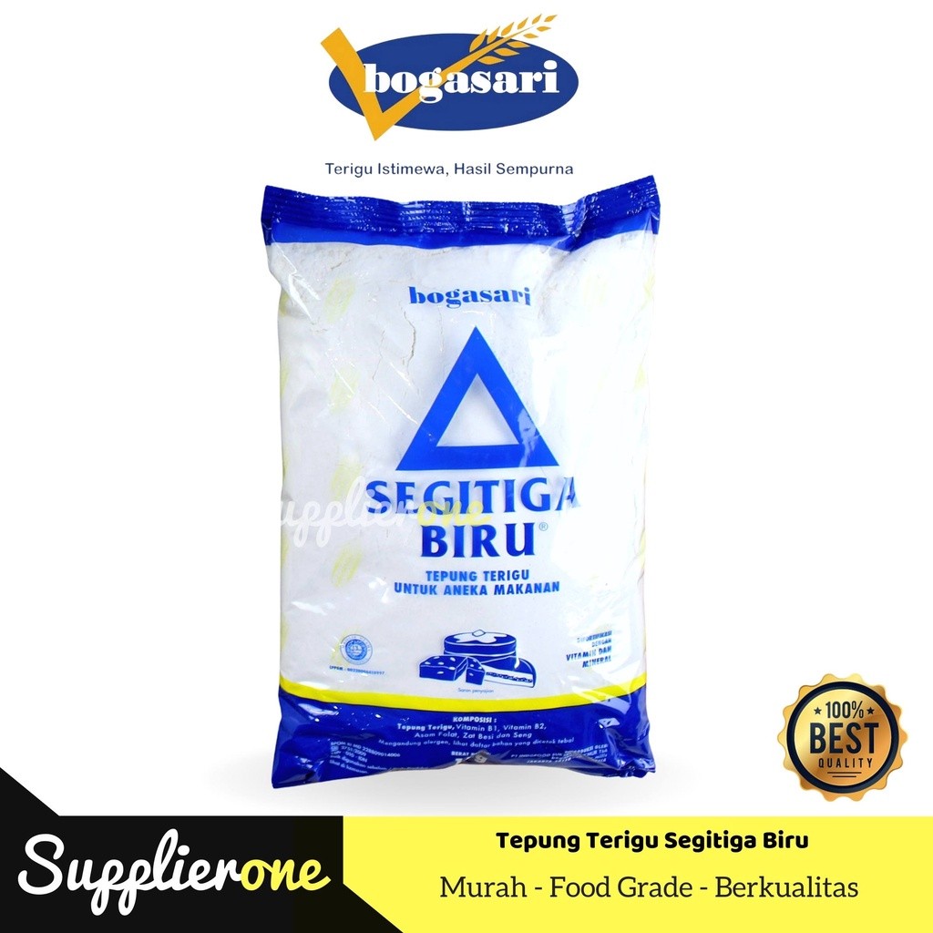 Bogasari  Tepung Terigu Segitiga Biru / Tepung Terigu 1 kg / Tepung Terigu Serbaguna / Tepung Bogasa