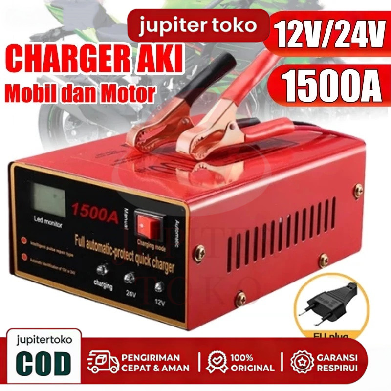Charger Aki Otomatis Smart Intelligent Auto Repair Mobil Pengisi daya Charger Otomatis 1200A/1500A