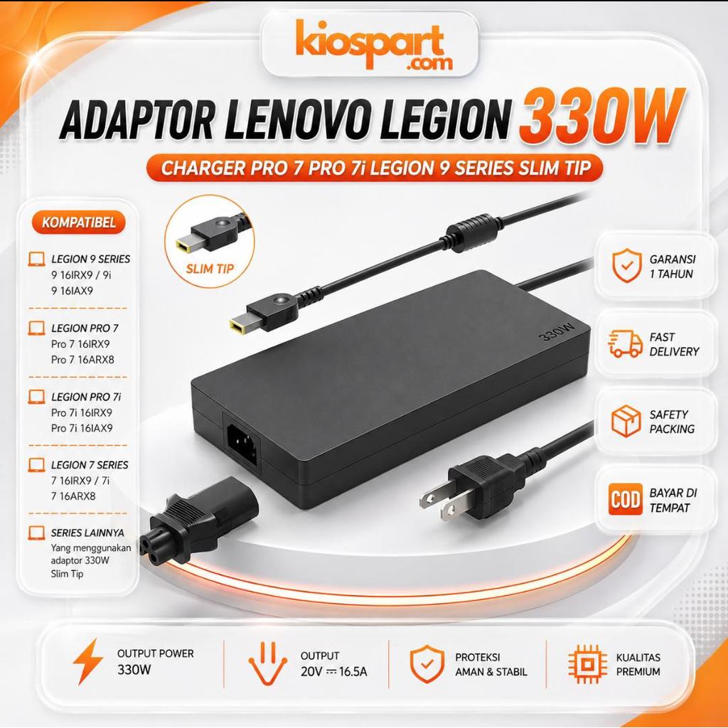Adaptor Lenovo Legion 330W Charger Pro 7 Pro 7i Legion 9 Series Slim Tip