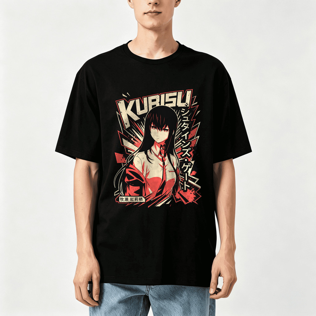 Kaos Oversize Anime Steins Gate Kurisu Makise Ilustrasi Karakter Gadis Ilmuwan Grafis Poster Retro A