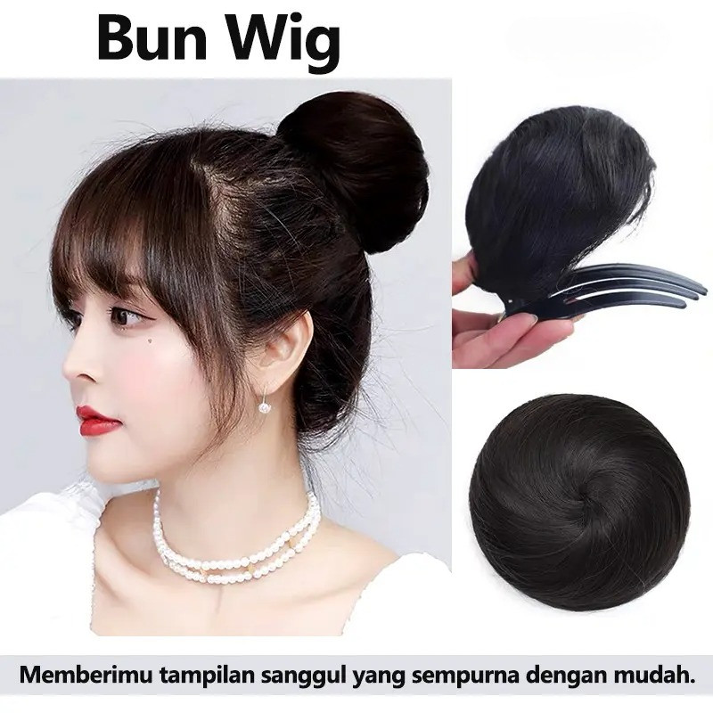 Wig Cepol/Jepit Hair Bun Aksesoris Rambut Wanita Cepol Ala Korea Konde Pesta Kawaii Rambut Palsu Wig