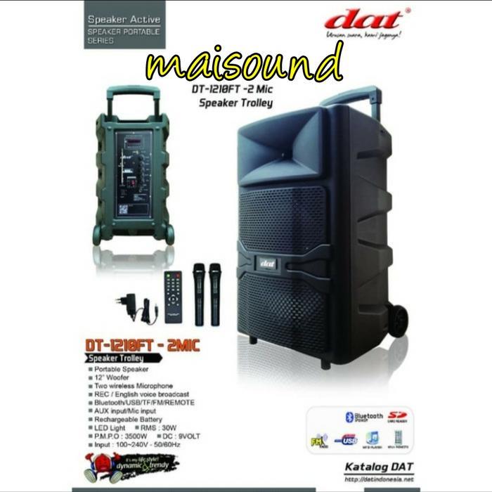 SPEAKER PORTABLE DAT DT 1210FT 12 INCH DAT DT 1210 FT MIC WIRELESS ORI