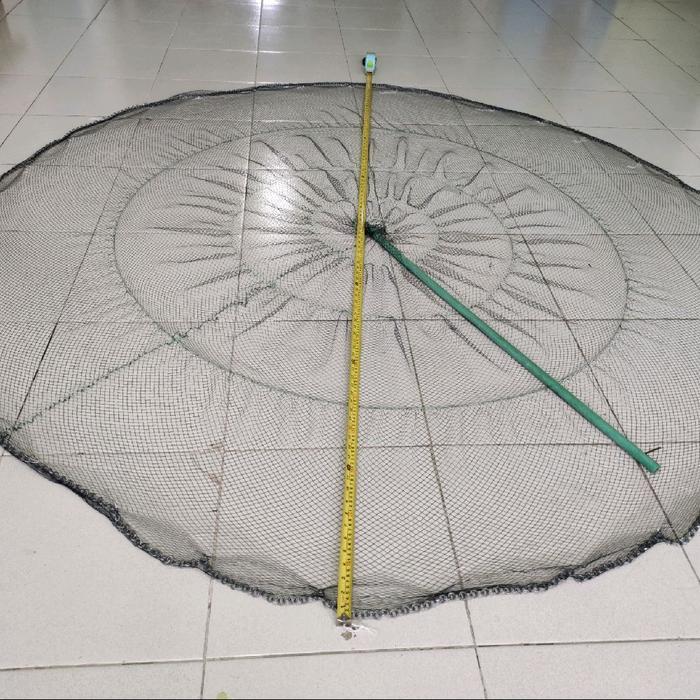 JALA IKAN JALA UDANG 1,5 METER FULL MEKAR BAHAN NILON LUBANG JARI KELINGKING PEMERAT TIMAH SUPER NO 