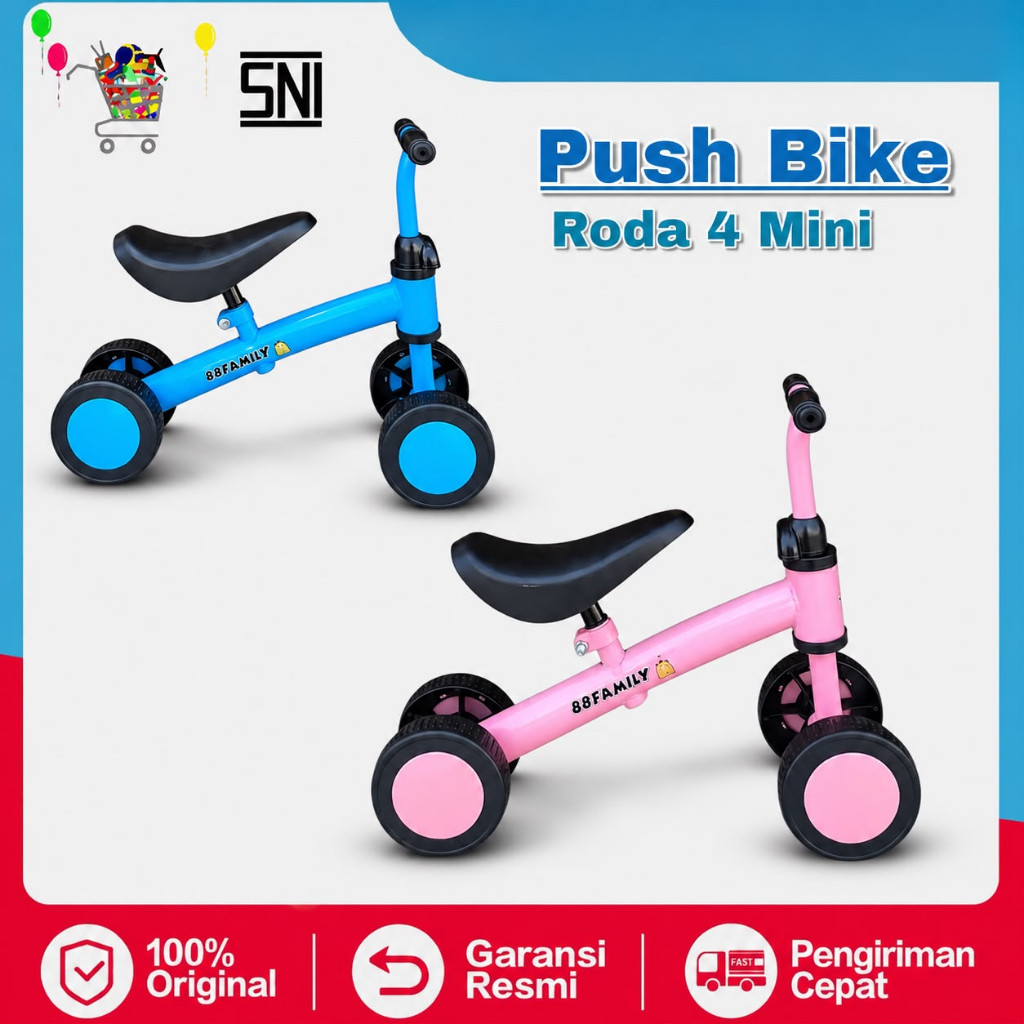 SEPEDA ANAK RODA 4 BALANCE BIKE SEPEDA KESEIMBANGAN SEPEDA ANAK TRICYCLE PUSH