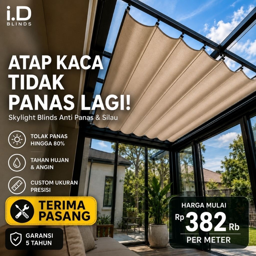 meiguistore - Skylight Blind Tirai Kanopi Atap Kaca Anti Panas & Silau Custom