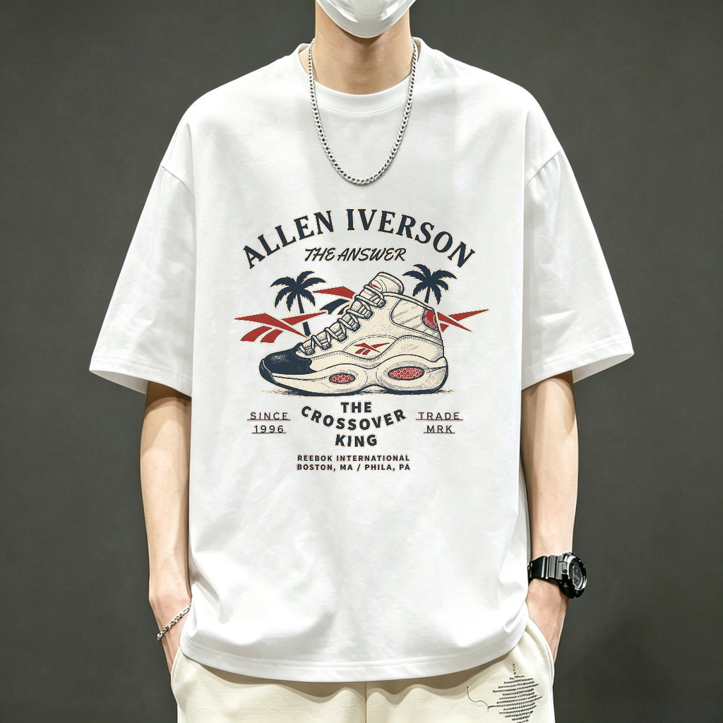 Kaos Pria Kaos Vintage Allen Iverson The Answer T Shirt Unisex American Style Kaos Distro Kaos Lenga