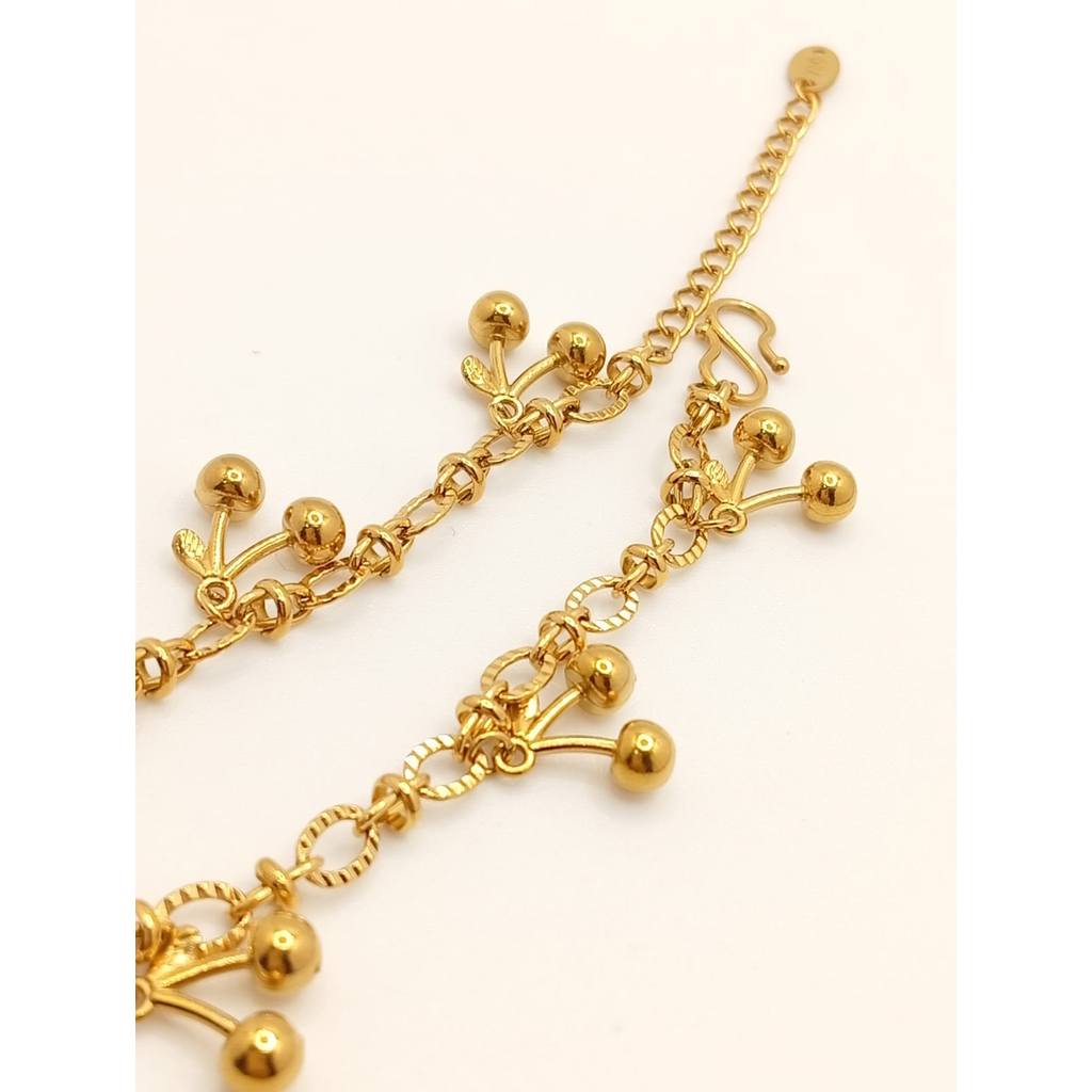 GELANG RANTAI CHERRY AMULET TITANIUM ANTI KARAT ANTI LUNTUR KODE 750