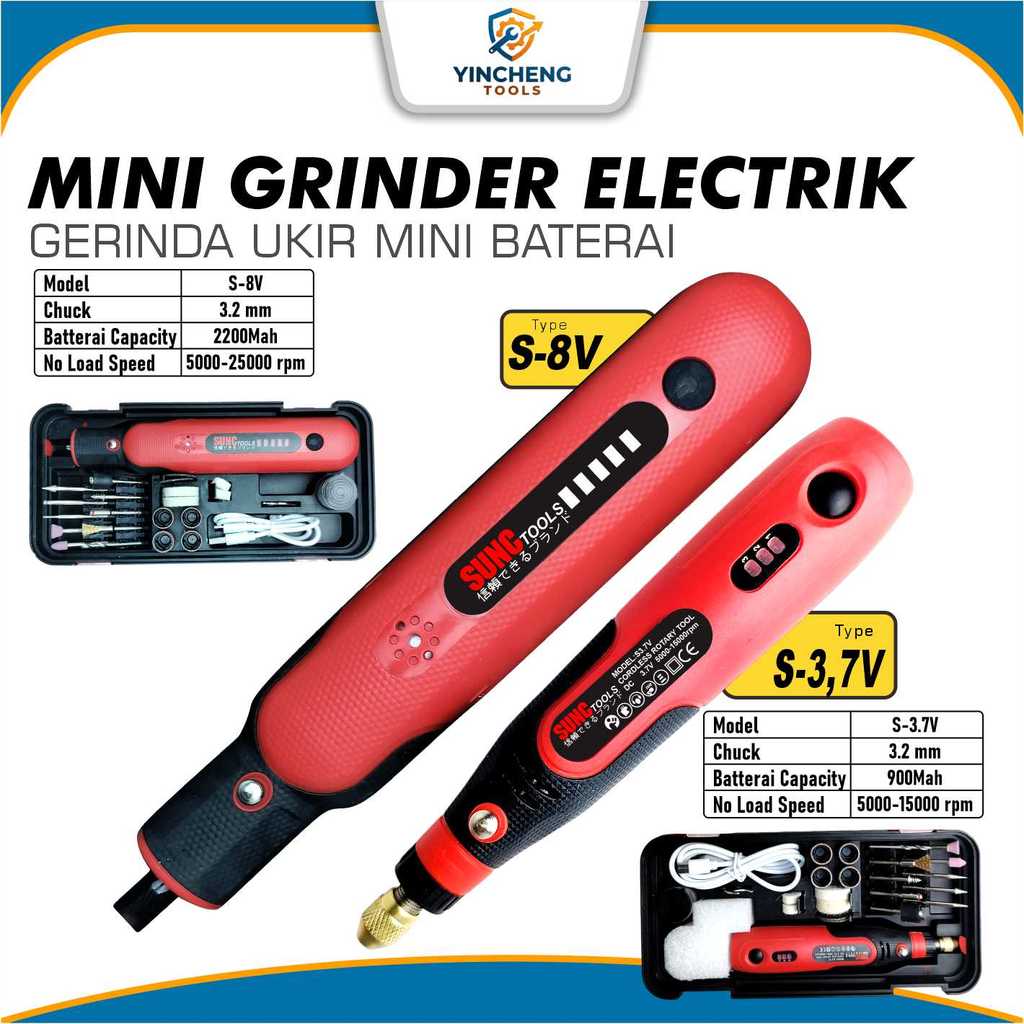 Bor Mini Drill Grinder Mini Grinda Bor Baterai Penghalus Alat Ukir Listrik SUNC TOOLS