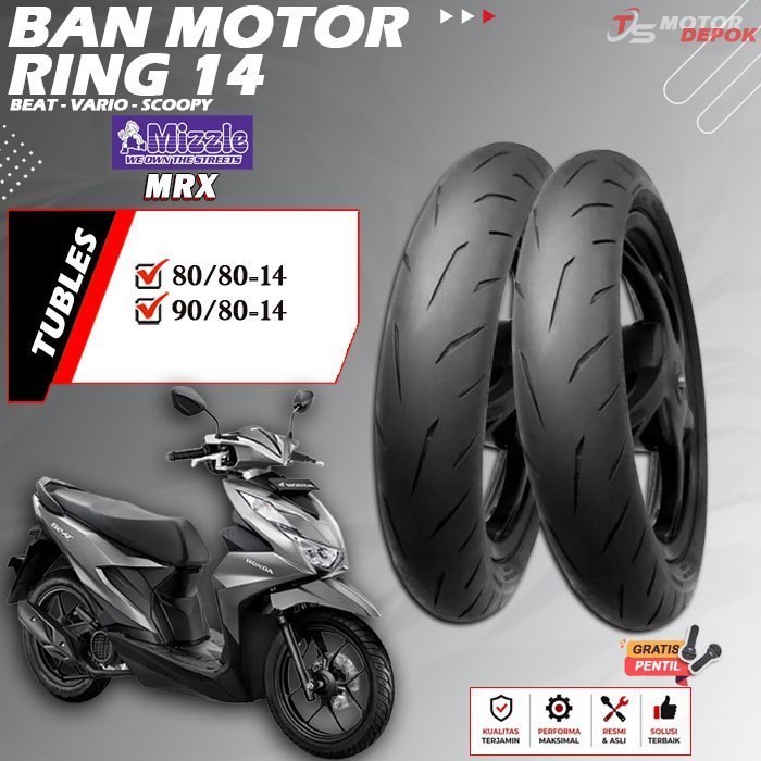 BAN MOTOR RING 14 TUBLES MIZZLE MRX BAN MOTOR TUBLESS BEAT VARIO SCOOPY RING 14 TUBELESS
