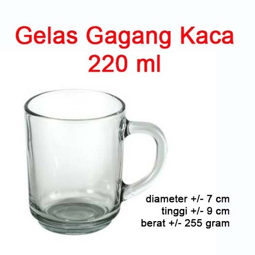 Gelas Kaca Polos / Gelas Gagang Kaca / Gelas Kopi